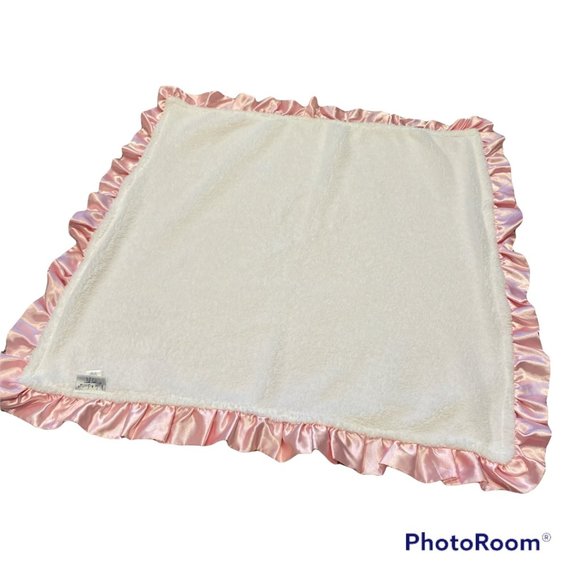 COPY - KYLE & DEENA Beautiful Pink/White Baby Blanket Satin Trimmed 30" - Picture 4 of 10